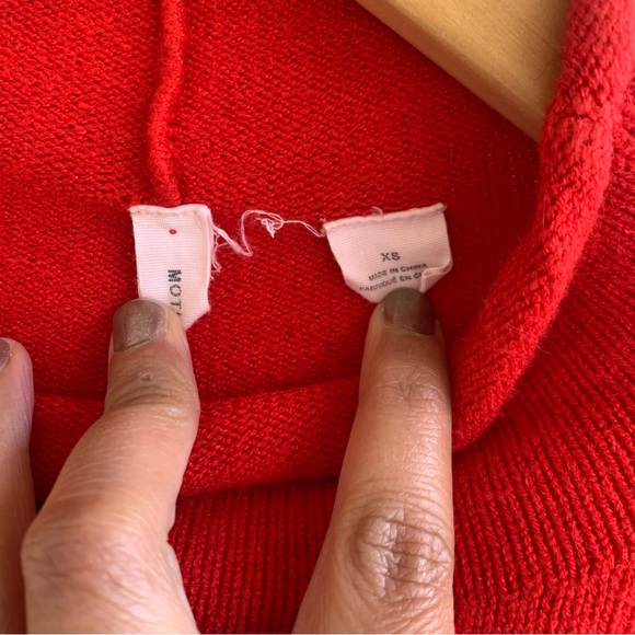 Moth red orange mock neck pullover sweater size XS long sleeve stretch Fall - Picture 10 of 12